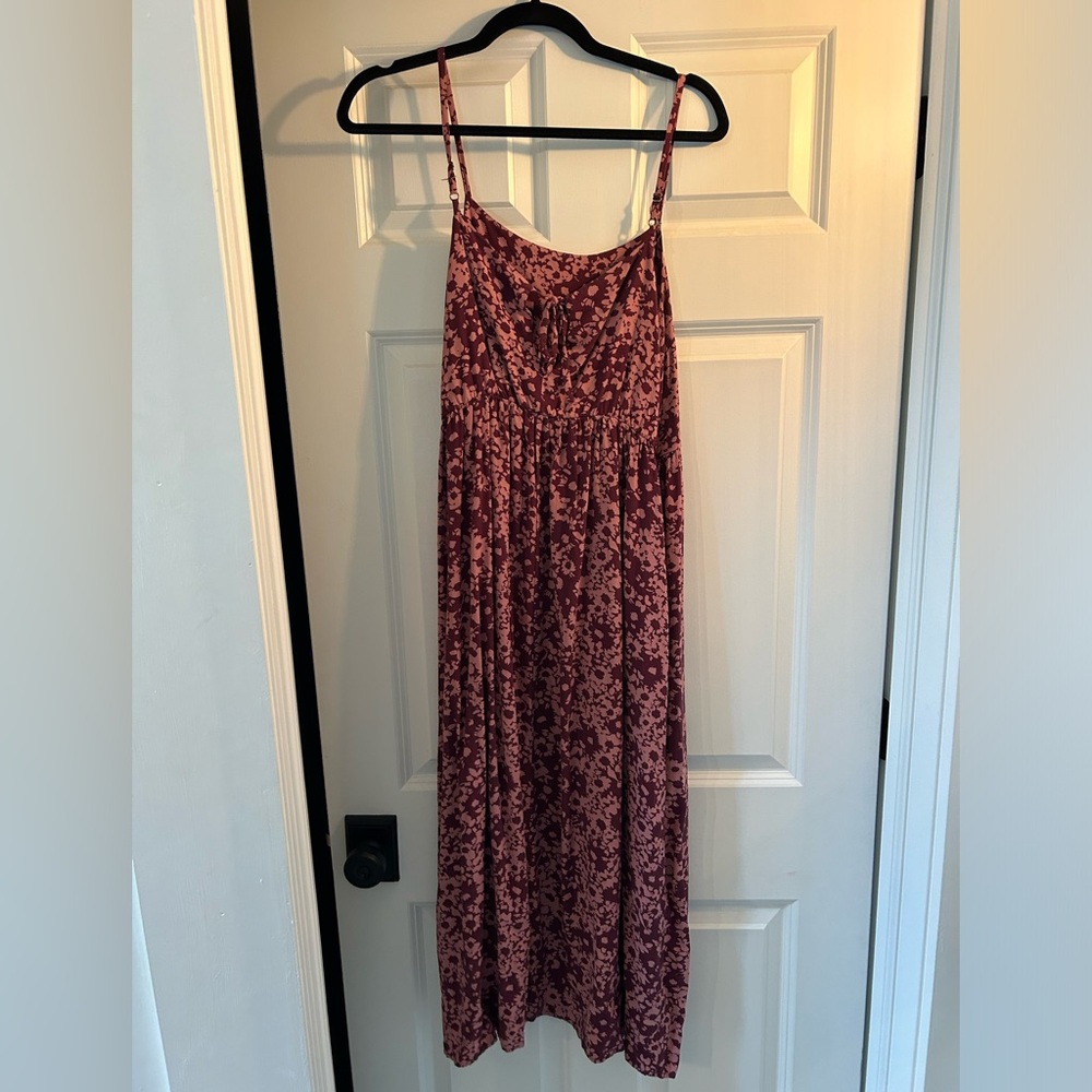 long floral sleeveless dress